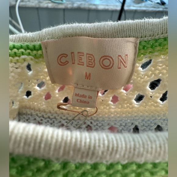 NWOT Ciebon Sahara Crochet Midi Sweater Dress - Green Multi - M - Picture 10 of 11